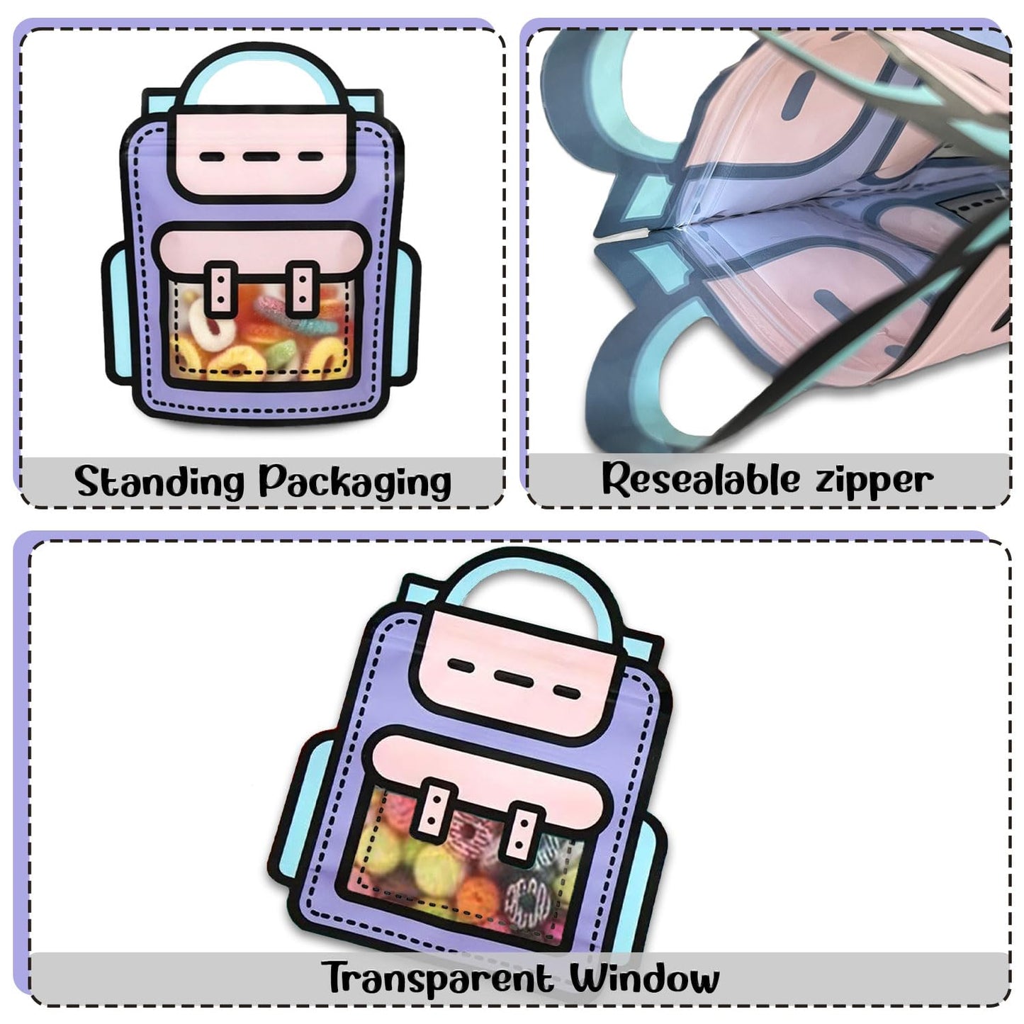 School Bag Themed Zipper Bags